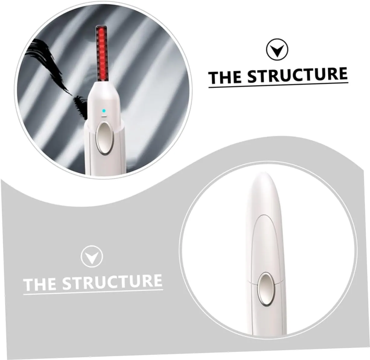1 Set Eyelash Curler Hand Wisking Tool Electric Heated Eyelash Brush Eyelash Curling Tool Heated Curler Heated Lash Curler Makeup Tool USB Charging Electric Lash Curler Abs White