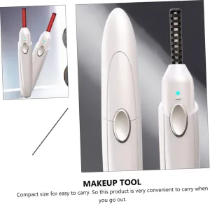 1 Set Eyelash Curler Hand Wisking Tool Electric Heated Eyelash Brush Eyelash Curling Tool Heated Curler Heated Lash Curler Makeup Tool USB Charging Electric Lash Curler Abs White
