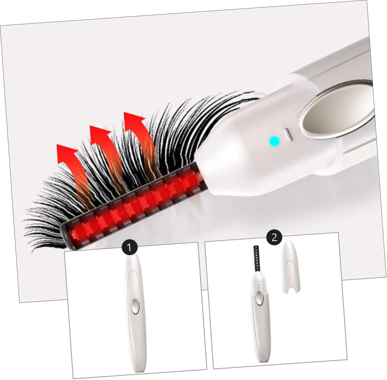1 Set Eyelash Curler Hand Wisking Tool Electric Heated Eyelash Brush Eyelash Curling Tool Heated Curler Heated Lash Curler Makeup Tool USB Charging Electric Lash Curler Abs White