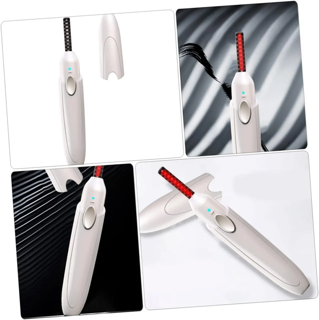 1 Set Eyelash Curler Hand Wisking Tool Electric Heated Eyelash Brush Eyelash Curling Tool Heated Curler Heated Lash Curler Makeup Tool USB Charging Electric Lash Curler Abs White
