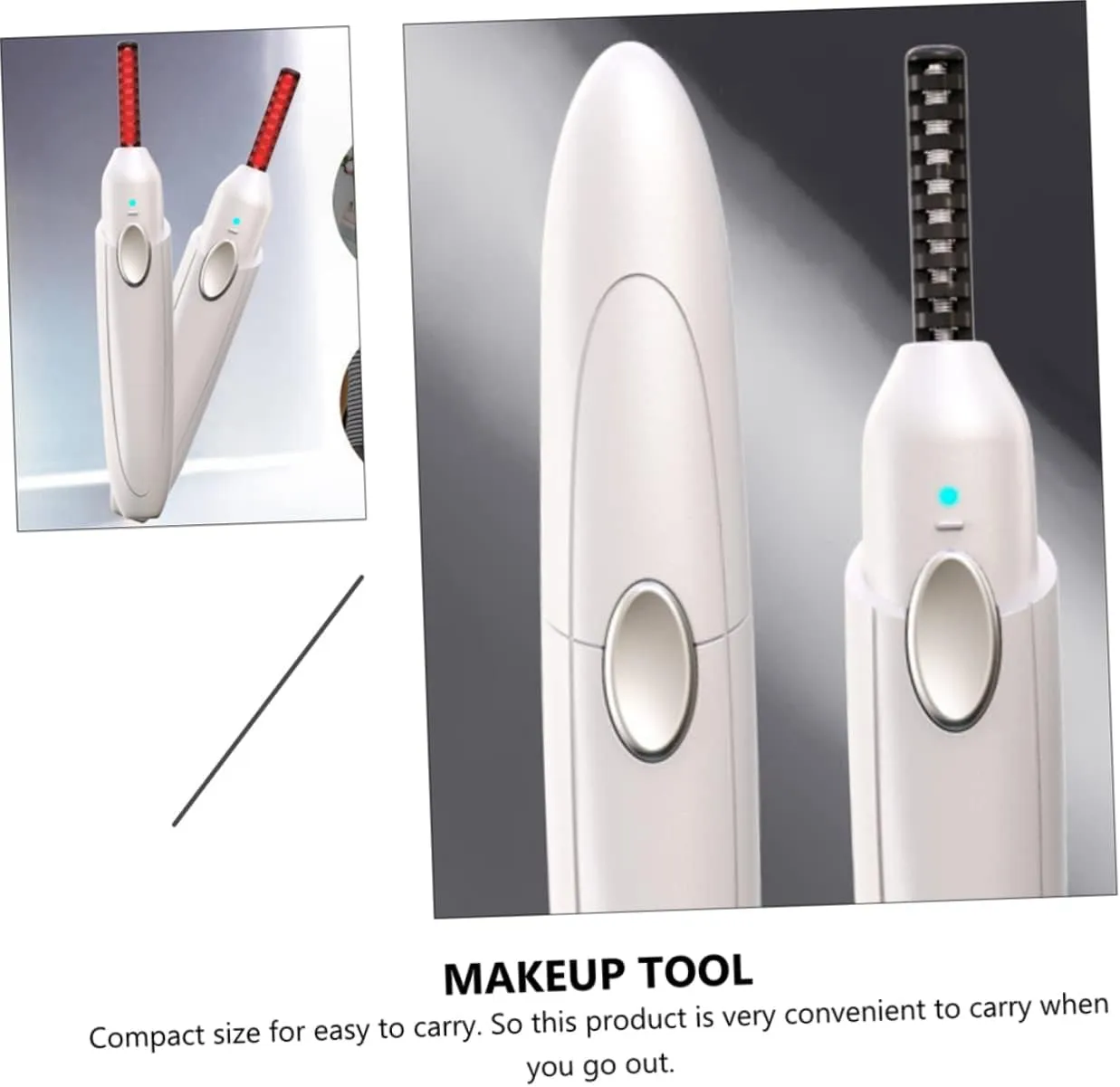 1 Set Eyelash Curler Hand Wisking Tool Electric Heated Eyelash Brush Eyelash Curling Tool Heated Curler Heated Lash Curler Makeup Tool USB Charging Electric Lash Curler Abs White