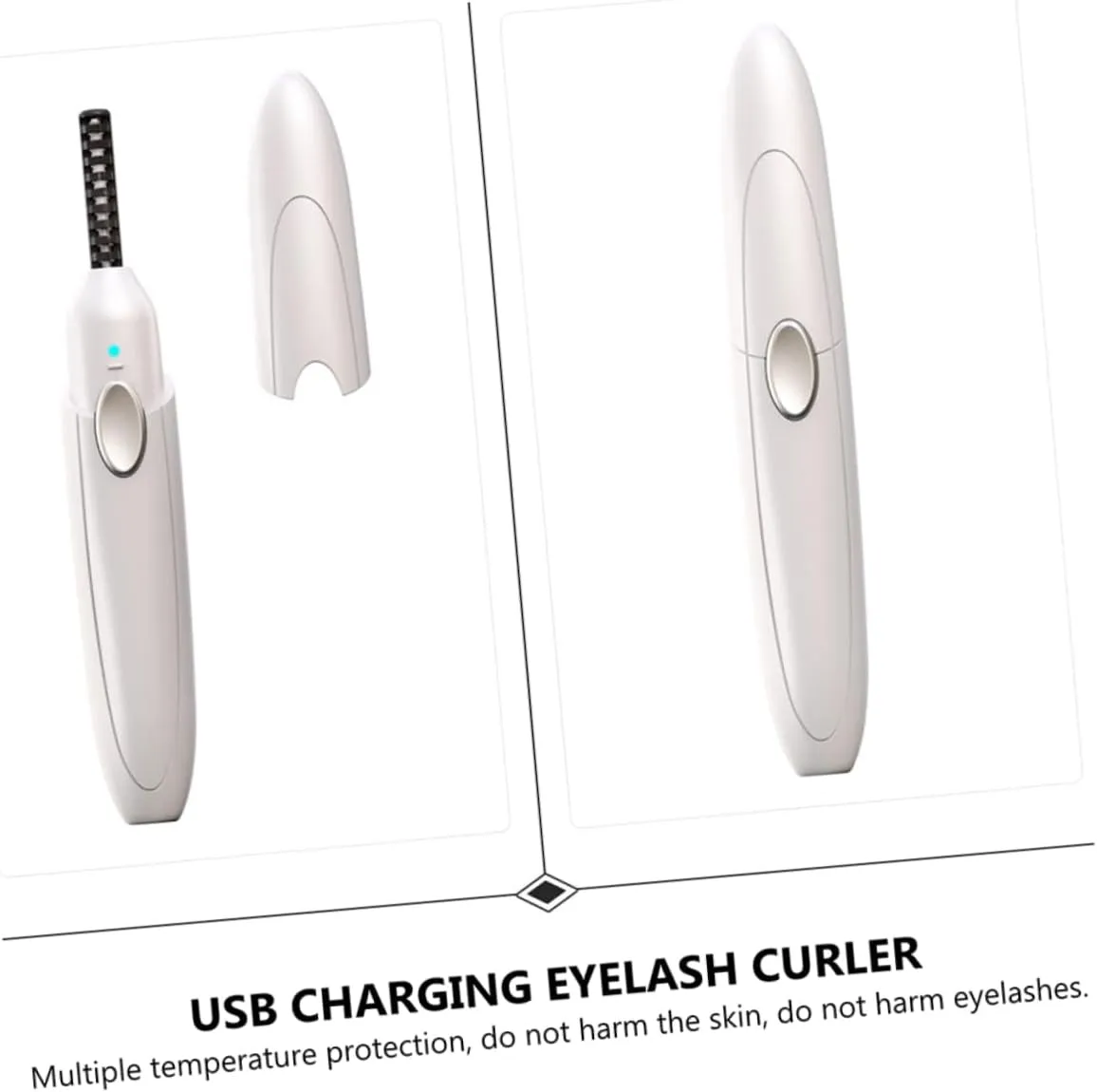 1 Set Eyelash Curler Hand Wisking Tool Electric Heated Eyelash Brush Eyelash Curling Tool Heated Curler Heated Lash Curler Makeup Tool USB Charging Electric Lash Curler Abs White