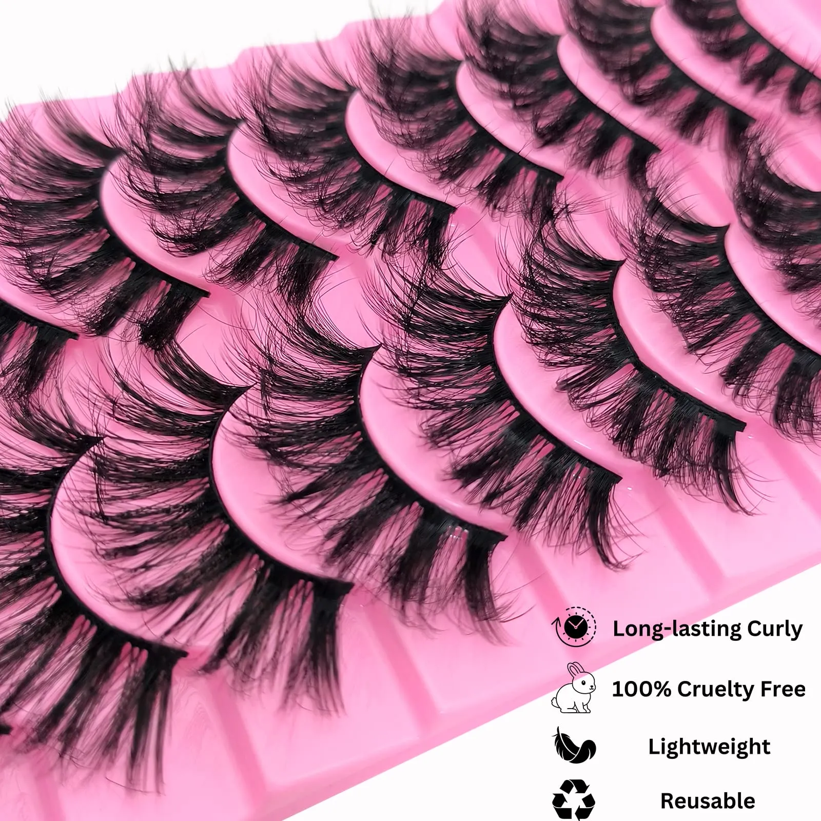 10 Pairs Fluffy Faux Mink Lashes Wispy False Eyelashes, Wispy Dramatic Lashes 20mm Long Lashes, Thick Volume Crossed Soft Curly Fake Lashes Lightweight Big Eye Lashes Pack(XZ04)