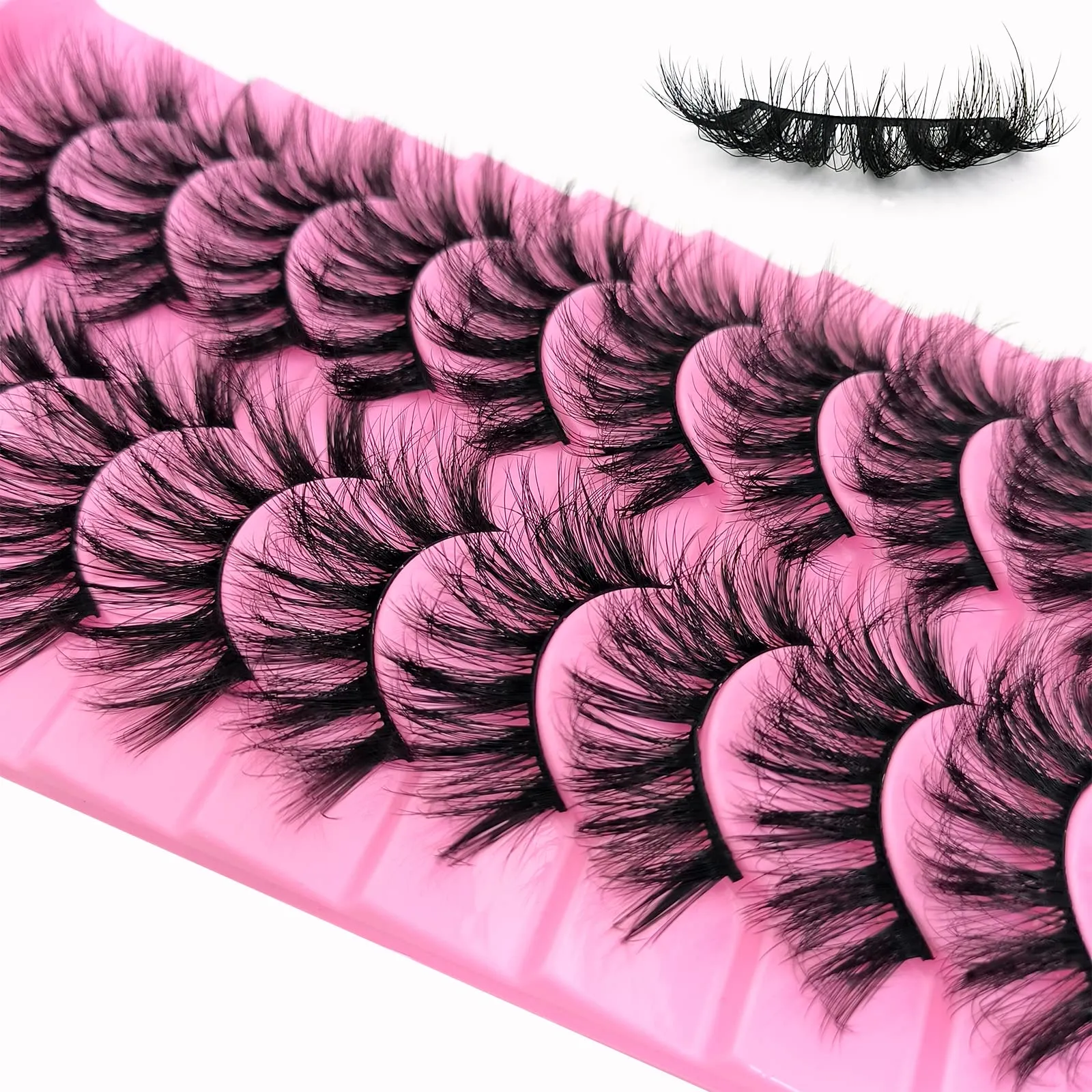 10 Pairs Fluffy Faux Mink Lashes Wispy False Eyelashes, Wispy Dramatic Lashes 20mm Long Lashes, Thick Volume Crossed Soft Curly Fake Lashes Lightweight Big Eye Lashes Pack(XZ04)