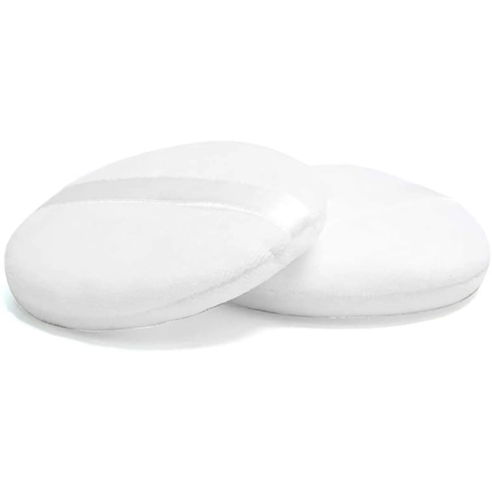 10 Pcs Powder Puff for Powder Foundation Body Powder and Loose Powder, 3.15 Inch Soft Cotton Smooth Apply Facial and Body Powder Puff with Ribbon Band Handle White