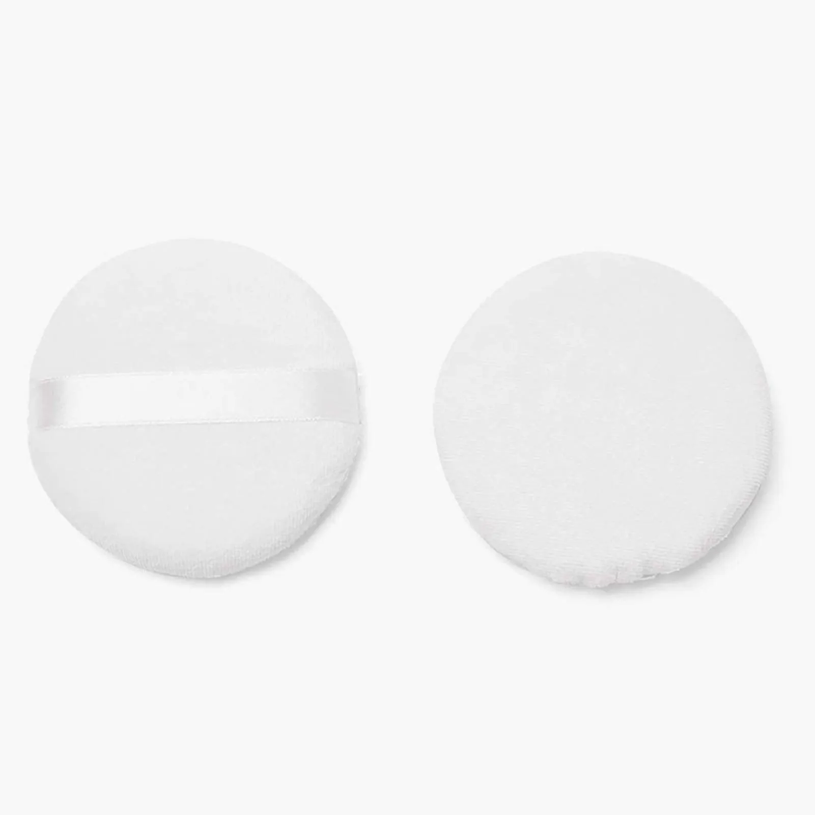 10 Pcs Powder Puff for Powder Foundation Body Powder and Loose Powder, 3.15 Inch Soft Cotton Smooth Apply Facial and Body Powder Puff with Ribbon Band Handle White