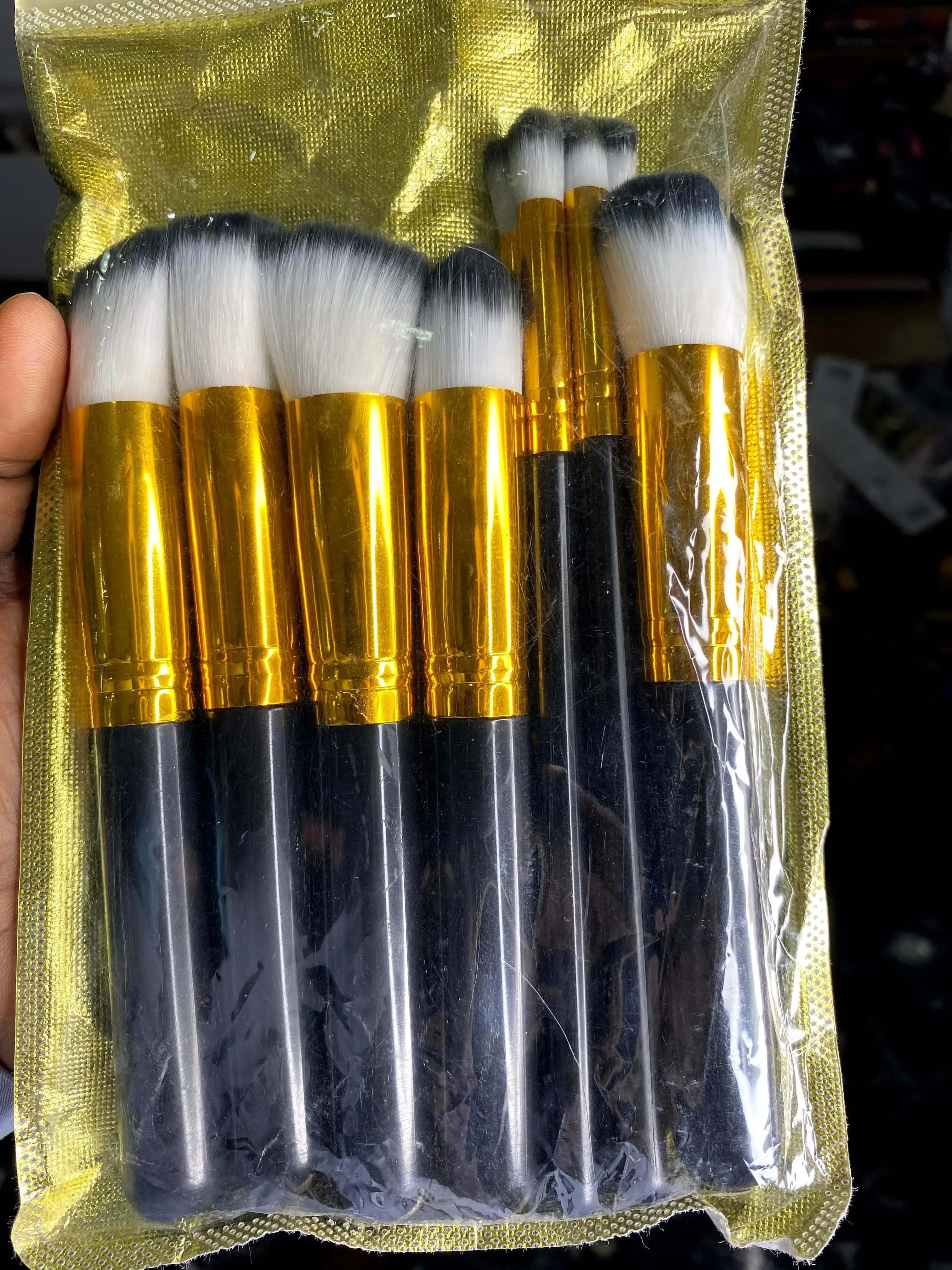 10 Piece Colored Kabuki Brush Set