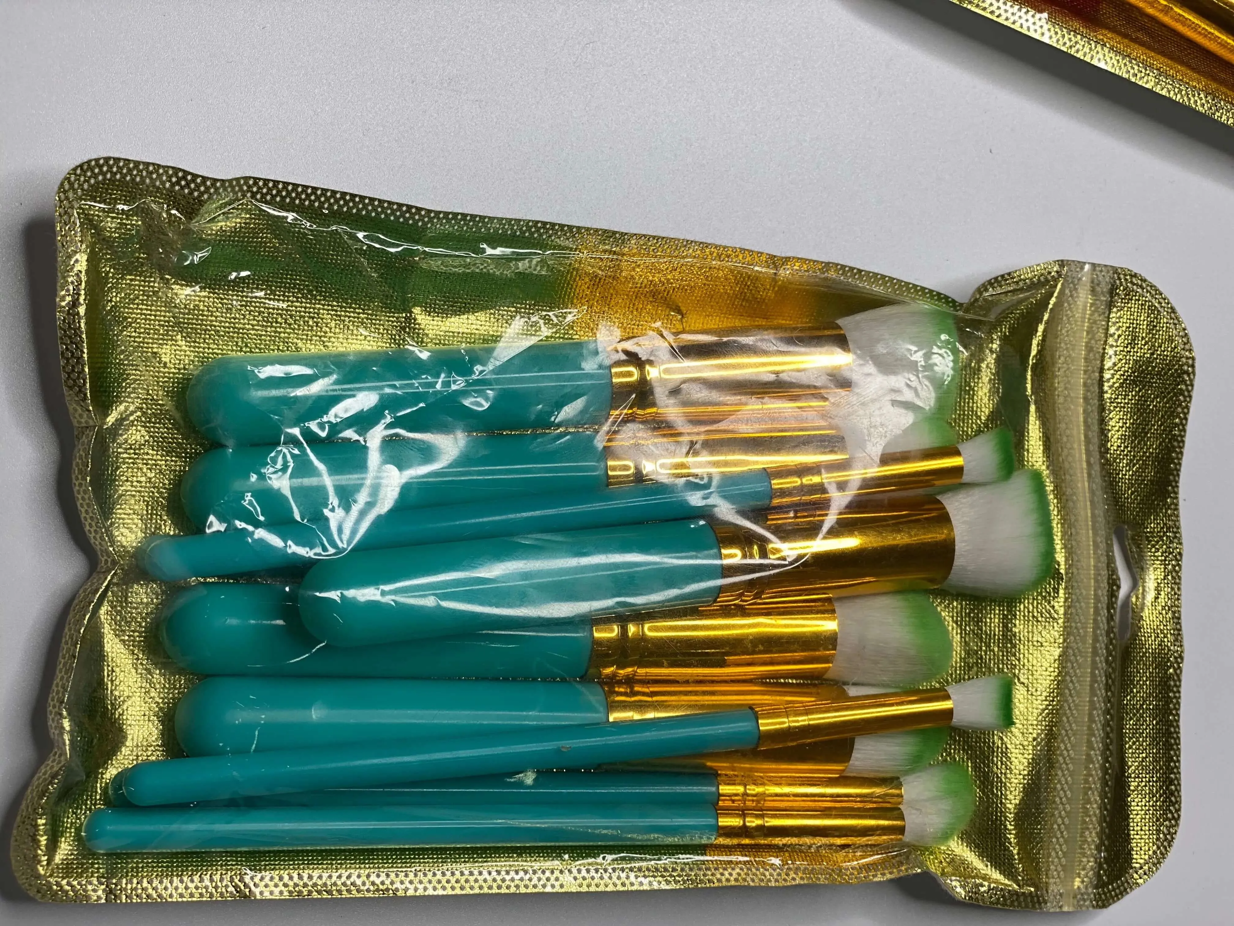 10 Piece Colored Kabuki Brush Set