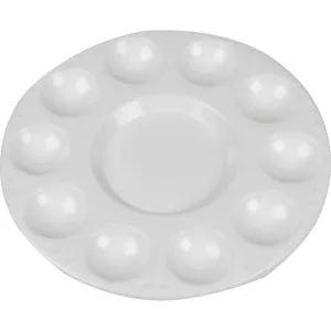 10 x Round Plastic Artists Palette With 11 Wells For Painting 17 cm
