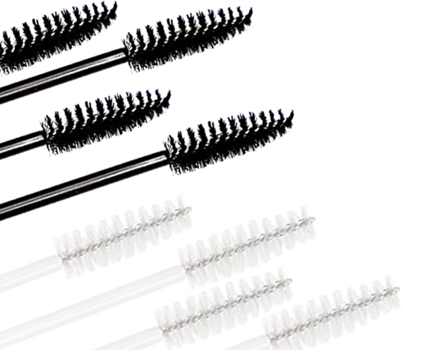 100 Pcs Disposable Eyebrow Mascara Brushes Wands, Applicator Lash Spoolies for Eyelash Extensions, Eyebrow Grooming, and Makeup Application(Black, White) Hair Care Relax Hairbrush