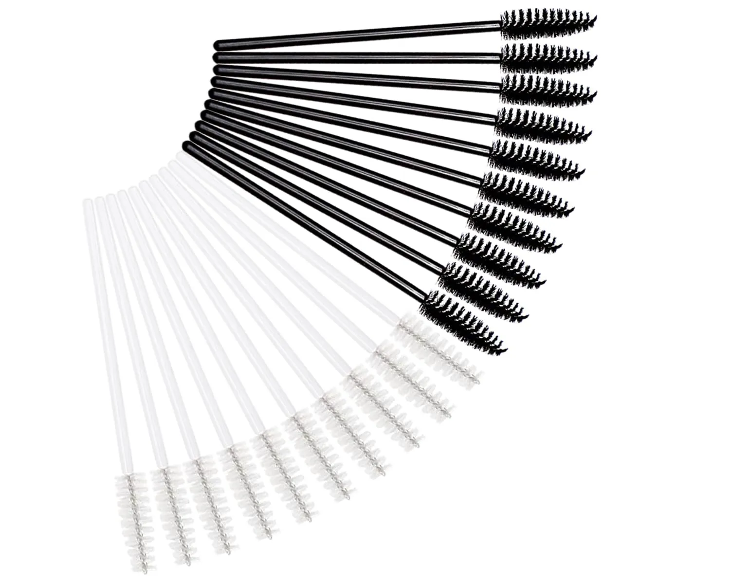 100 Pcs Disposable Eyebrow Mascara Brushes Wands, Applicator Lash Spoolies for Eyelash Extensions, Eyebrow Grooming, and Makeup Application(Black, White) Hair Care Relax Hairbrush