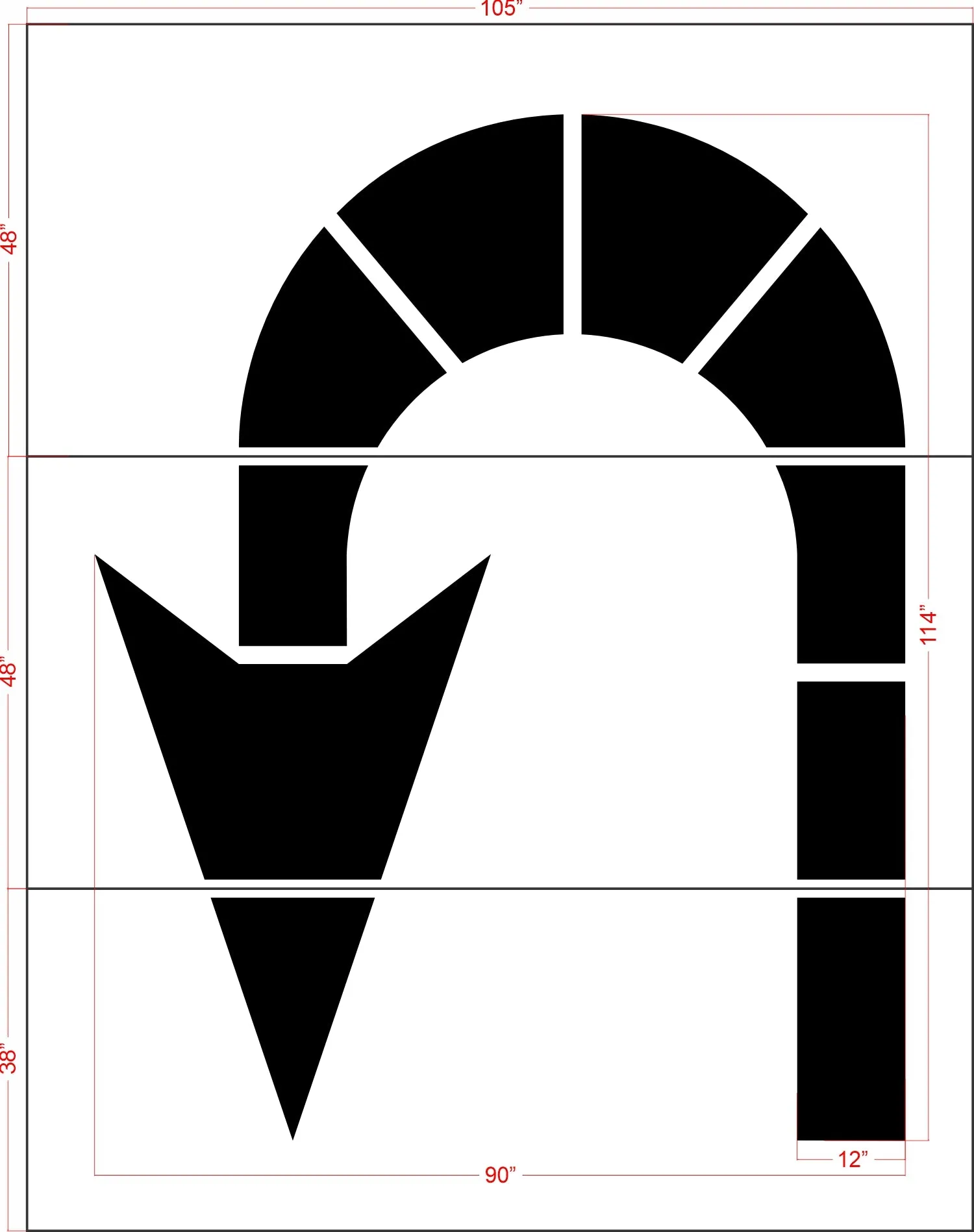 114" San Antonio DOT U-Turn Arrow Stencil