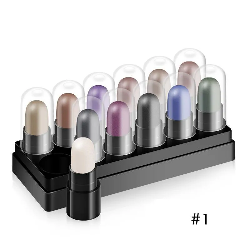 12-Color Eyeshadow Stick Set - Long-Lasting, Water & Sweat Proof Eyeshadow Pens with Highlighter & Glitter