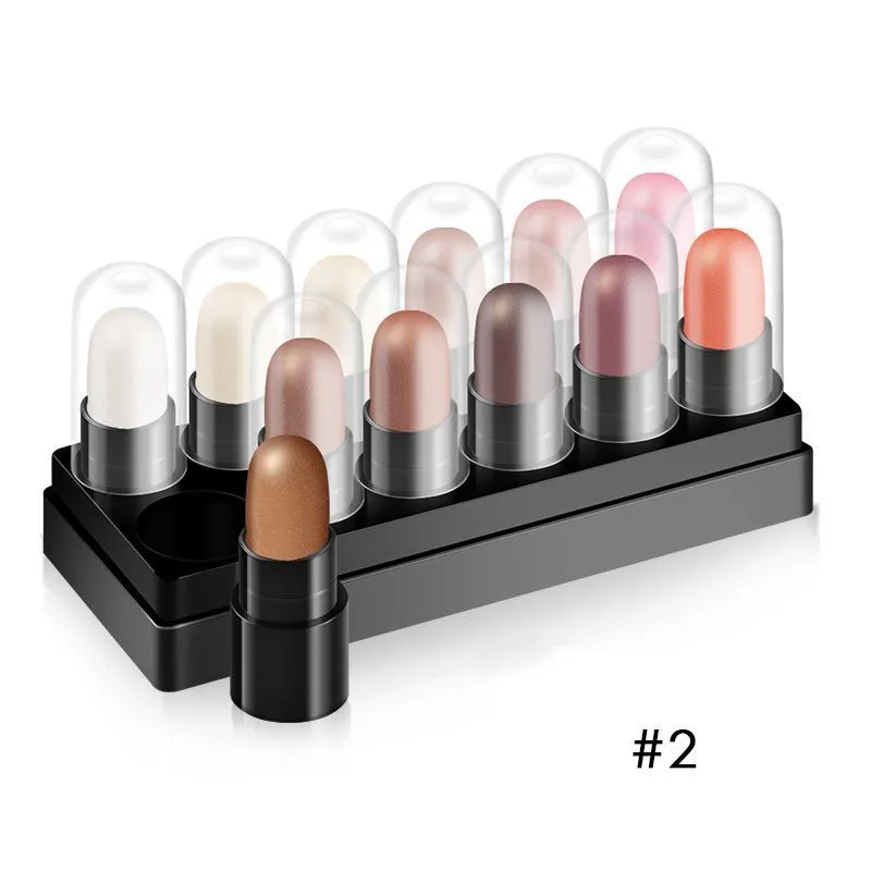 12-Color Eyeshadow Stick Set - Long-Lasting, Water & Sweat Proof Eyeshadow Pens with Highlighter & Glitter