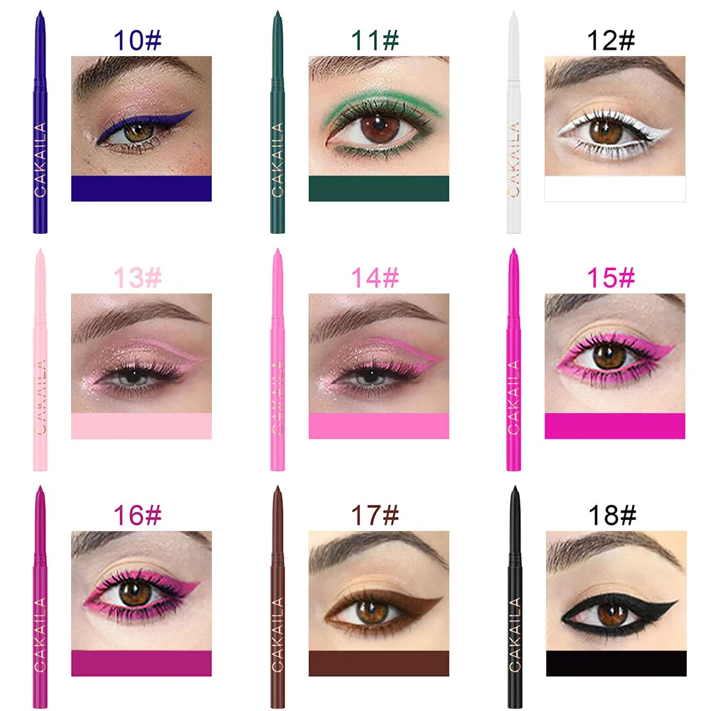 18 Colors Colored Retractable Matte Gel Eyeliner Colorful Pencil Pen Set,Eyeliner & Eye Shadow & Lip Liner Pencil Set,Blue Red White Silver Black Green Brown Pink Rainbow Waterproof Eyeliner Set Kit