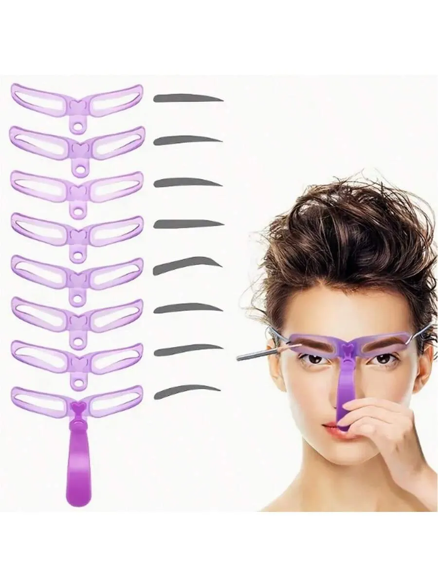 1pc Eyebrow Stencils, Eyebrow Shaping Kit, Eyebrow Template, 8 Styles Reusable Eyebrow Stencil With Handle