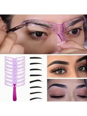 1pc Eyebrow Stencils, Eyebrow Shaping Kit, Eyebrow Template, 8 Styles Reusable Eyebrow Stencil With Handle