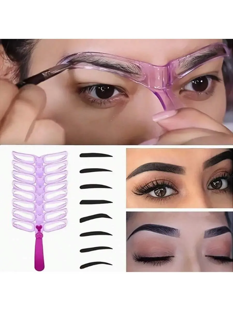 1pc Eyebrow Stencils, Eyebrow Shaping Kit, Eyebrow Template, 8 Styles Reusable Eyebrow Stencil With Handle
