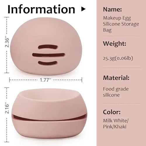 2-Pack Silicone Makeup Sponge Holder with Air Vents - Portable Travel Case for Beauty Blenders, Accommodates Dry and Wet Sponges(Pink Khaki)