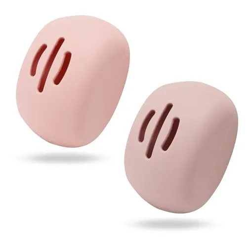 2-Pack Silicone Makeup Sponge Holder with Air Vents - Portable Travel Case for Beauty Blenders, Accommodates Dry and Wet Sponges(Pink Khaki)