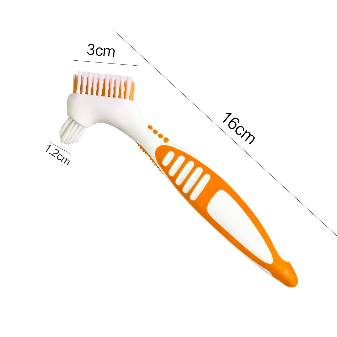 2 Pcs Double Bristle Head Denture Brush Set, Portable Ergonomic Denture Cleaning Brush Multi-Layered Bristles False Teeth Brush for Denture Care (Random Color)