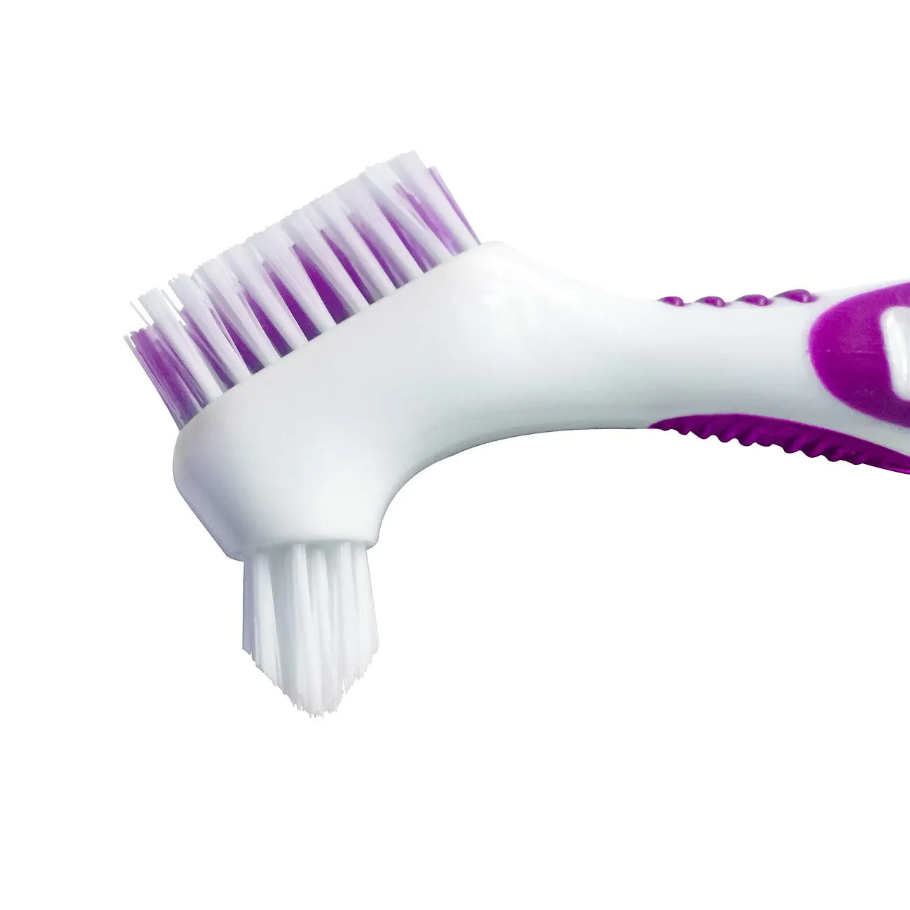 2 Pcs Double Bristle Head Denture Brush Set, Portable Ergonomic Denture Cleaning Brush Multi-Layered Bristles False Teeth Brush for Denture Care (Random Color)