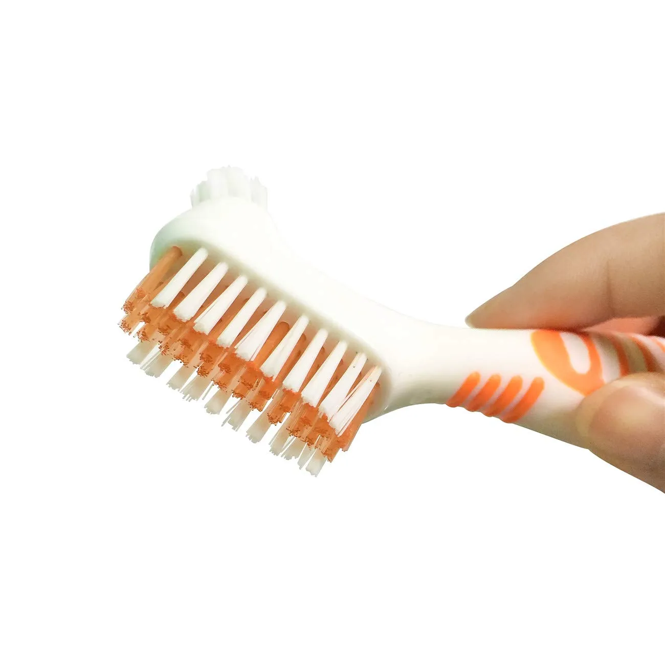 2 Pcs Double Bristle Head Denture Brush Set, Portable Ergonomic Denture Cleaning Brush Multi-Layered Bristles False Teeth Brush for Denture Care (Random Color)