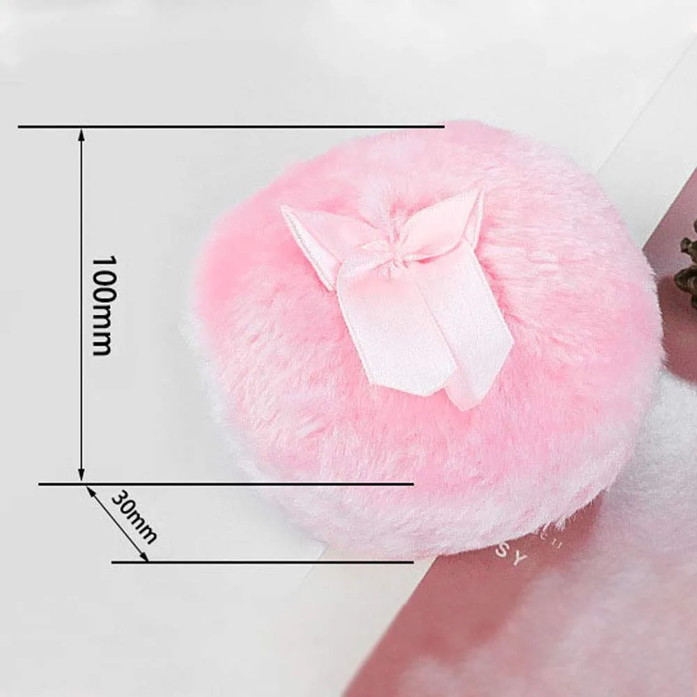 2 Pcs Large Powder Puff 3.9 Inch Fluffy Body Powder Puff with Ribbon Bow for Loose Powder Body Powder Face Powder Makeup (Pink)