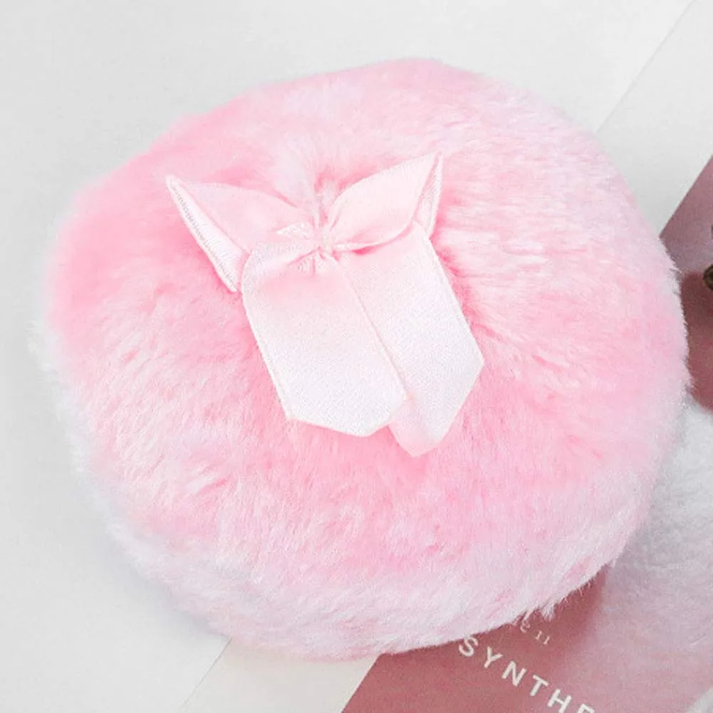 2 Pcs Large Powder Puff 3.9 Inch Fluffy Body Powder Puff with Ribbon Bow for Loose Powder Body Powder Face Powder Makeup (Pink)