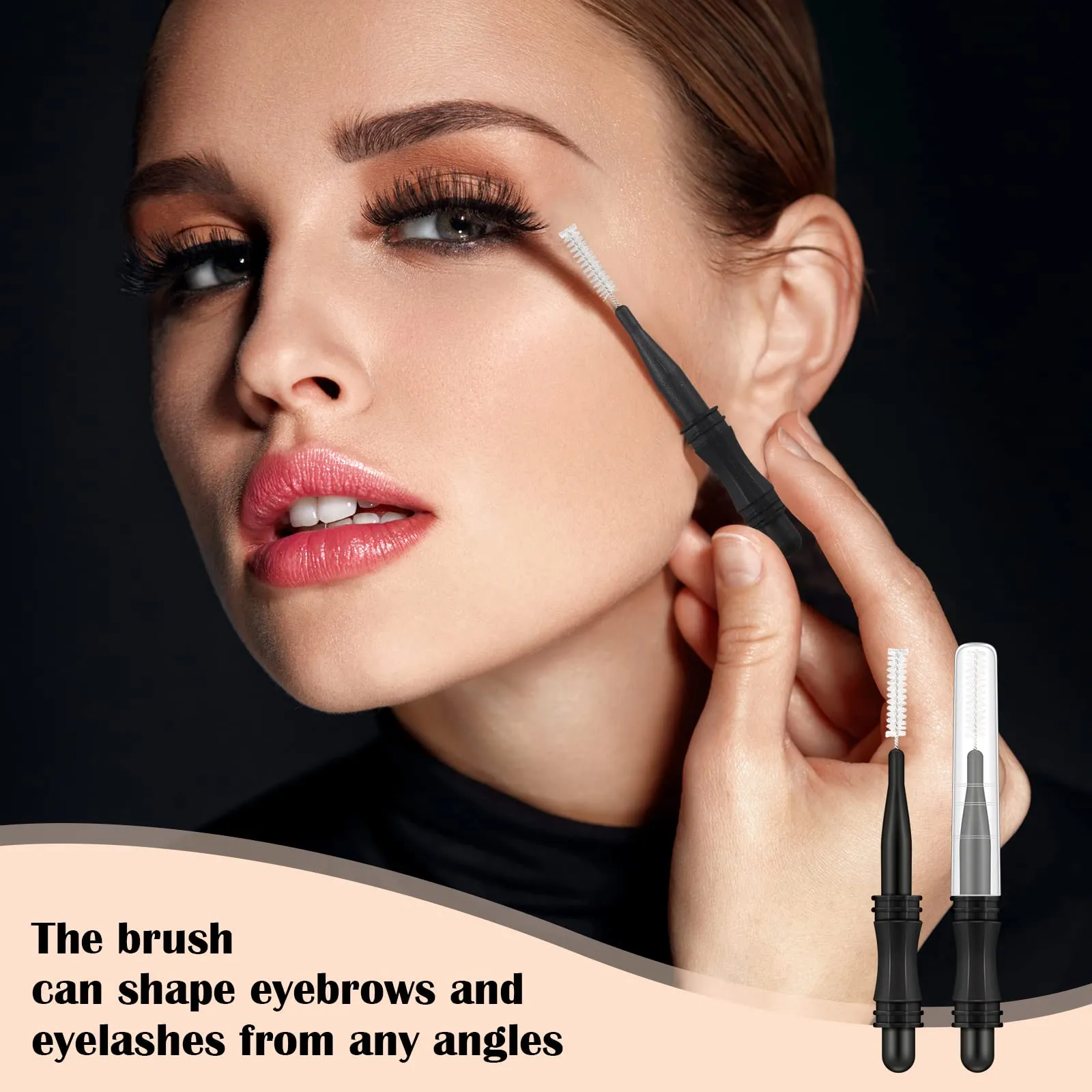 200 Pcs Micro Eyebrow Brush with Cap, Multifunctional Brow Lamination Brush Eyelash Comb Brush Eyebrow Spoolie Lash Lift Mascara Tools for Eyelashes Extensions and Eyebrows (Black)