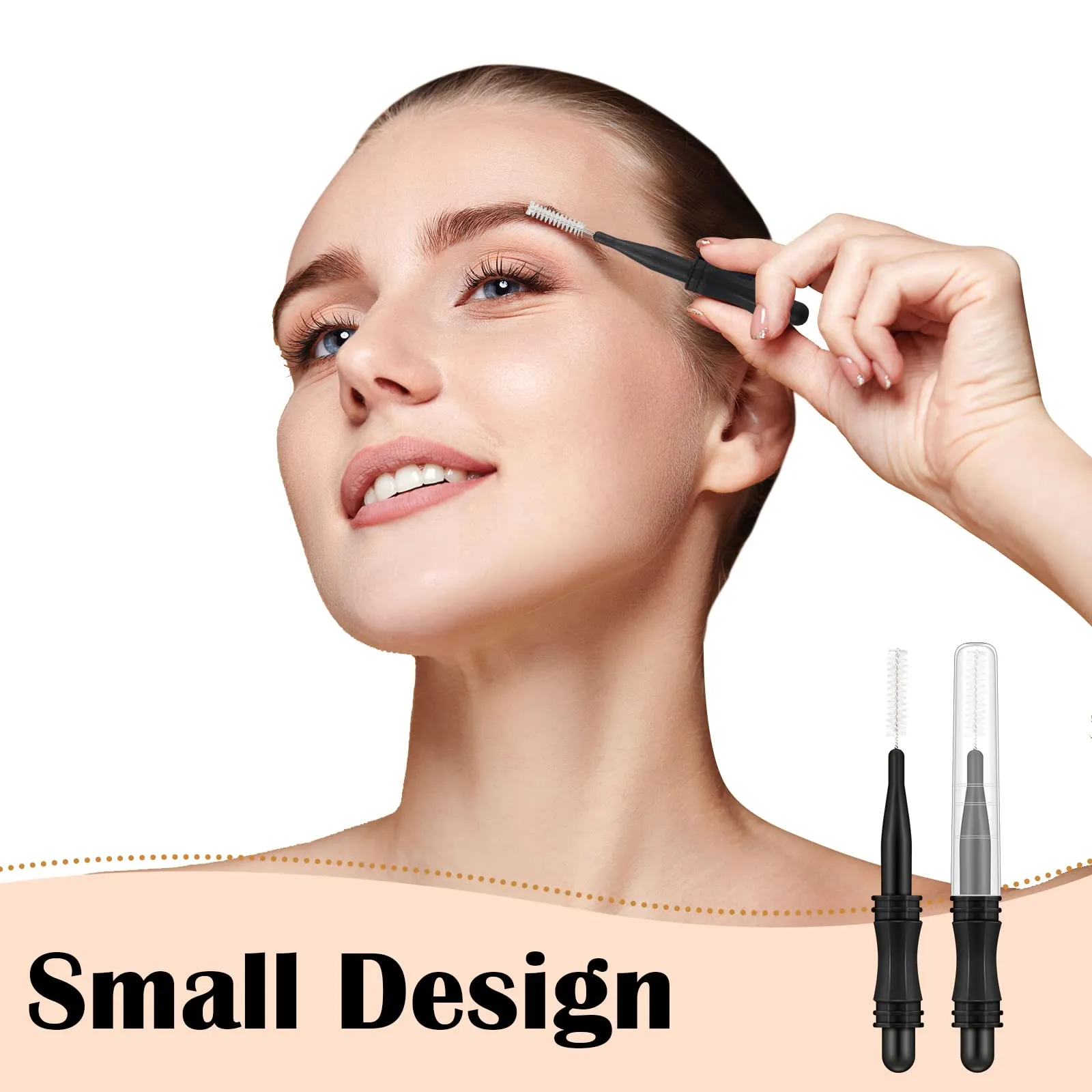 200 Pcs Micro Eyebrow Brush with Cap, Multifunctional Brow Lamination Brush Eyelash Comb Brush Eyebrow Spoolie Lash Lift Mascara Tools for Eyelashes Extensions and Eyebrows (Black)