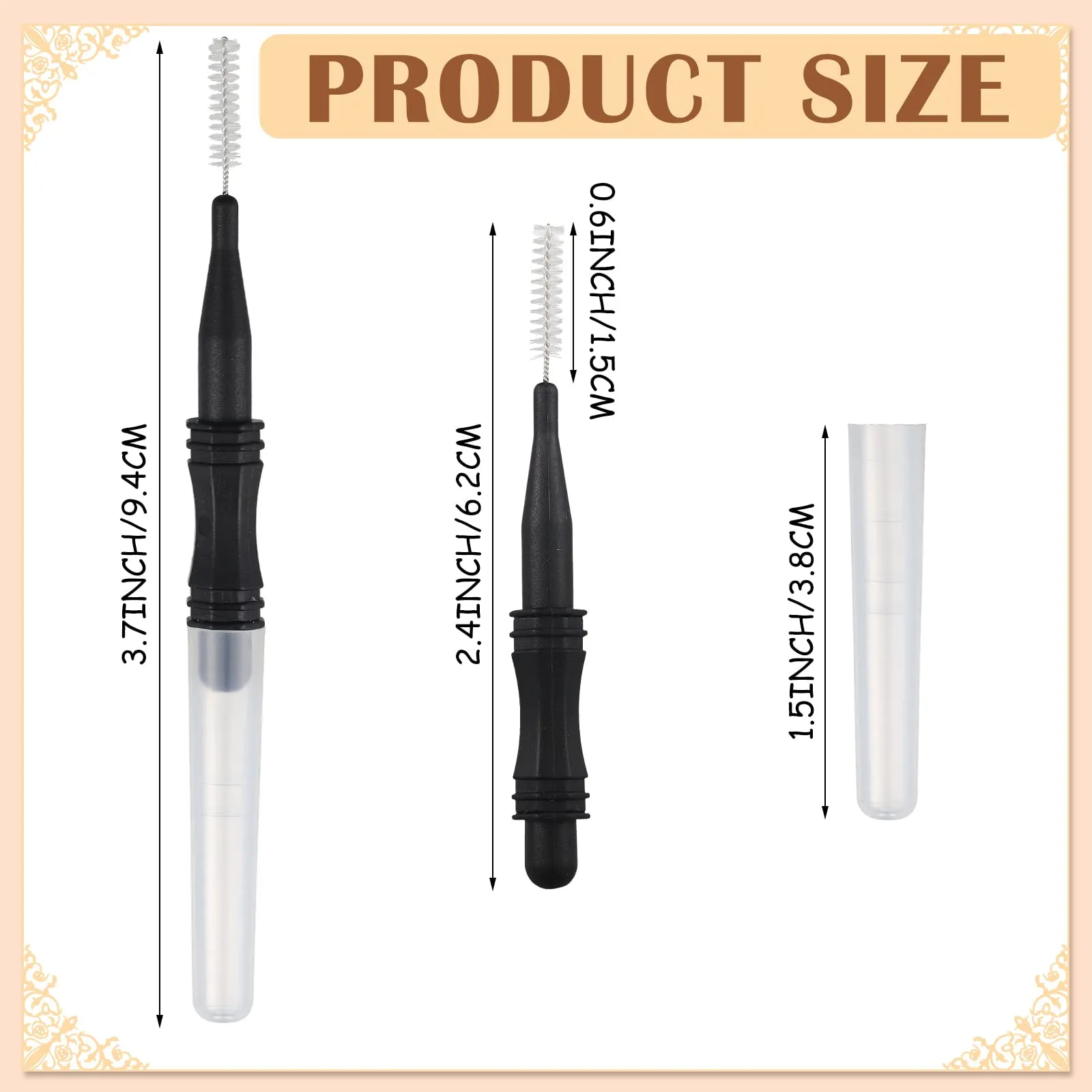 200 Pcs Micro Eyebrow Brush with Cap, Multifunctional Brow Lamination Brush Eyelash Comb Brush Eyebrow Spoolie Lash Lift Mascara Tools for Eyelashes Extensions and Eyebrows (Black)