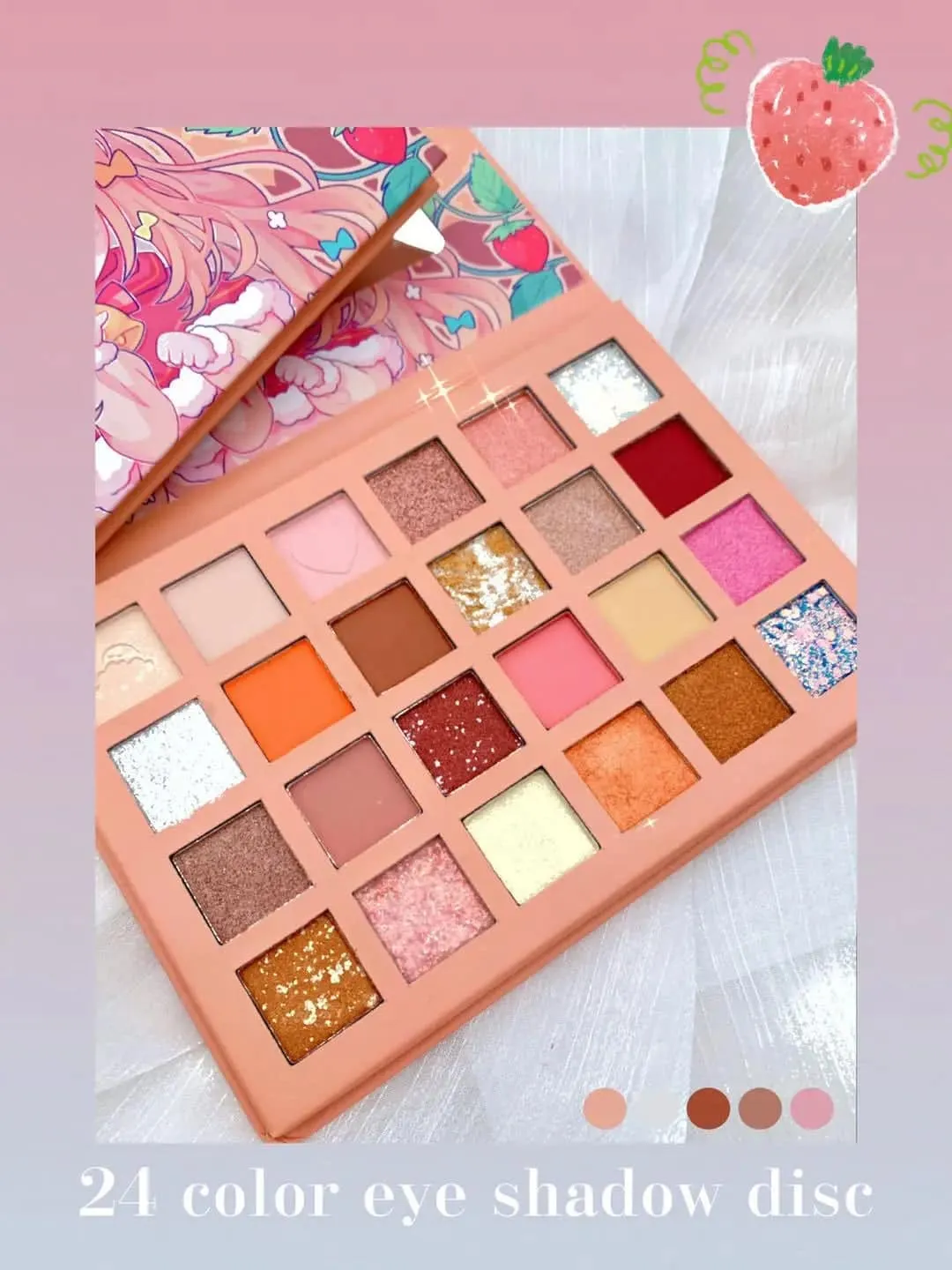 24 Colors Strawberry Girl Eyeshadow Palette Cute Cosmetics for Females