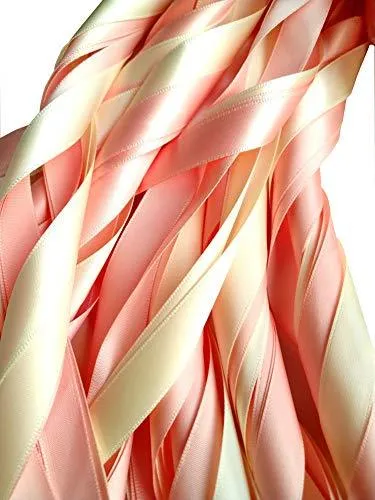 25 Pack Wedding Ribbon Wands with Triple Ribbon and Bell