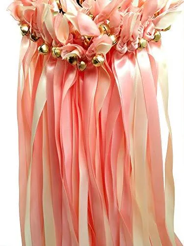 25 Pack Wedding Ribbon Wands with Triple Ribbon and Bell