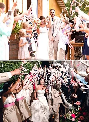25 Pack Wedding Ribbon Wands with Triple Ribbon and Bell