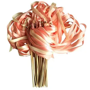 25 Pack Wedding Ribbon Wands with Triple Ribbon and Bell
