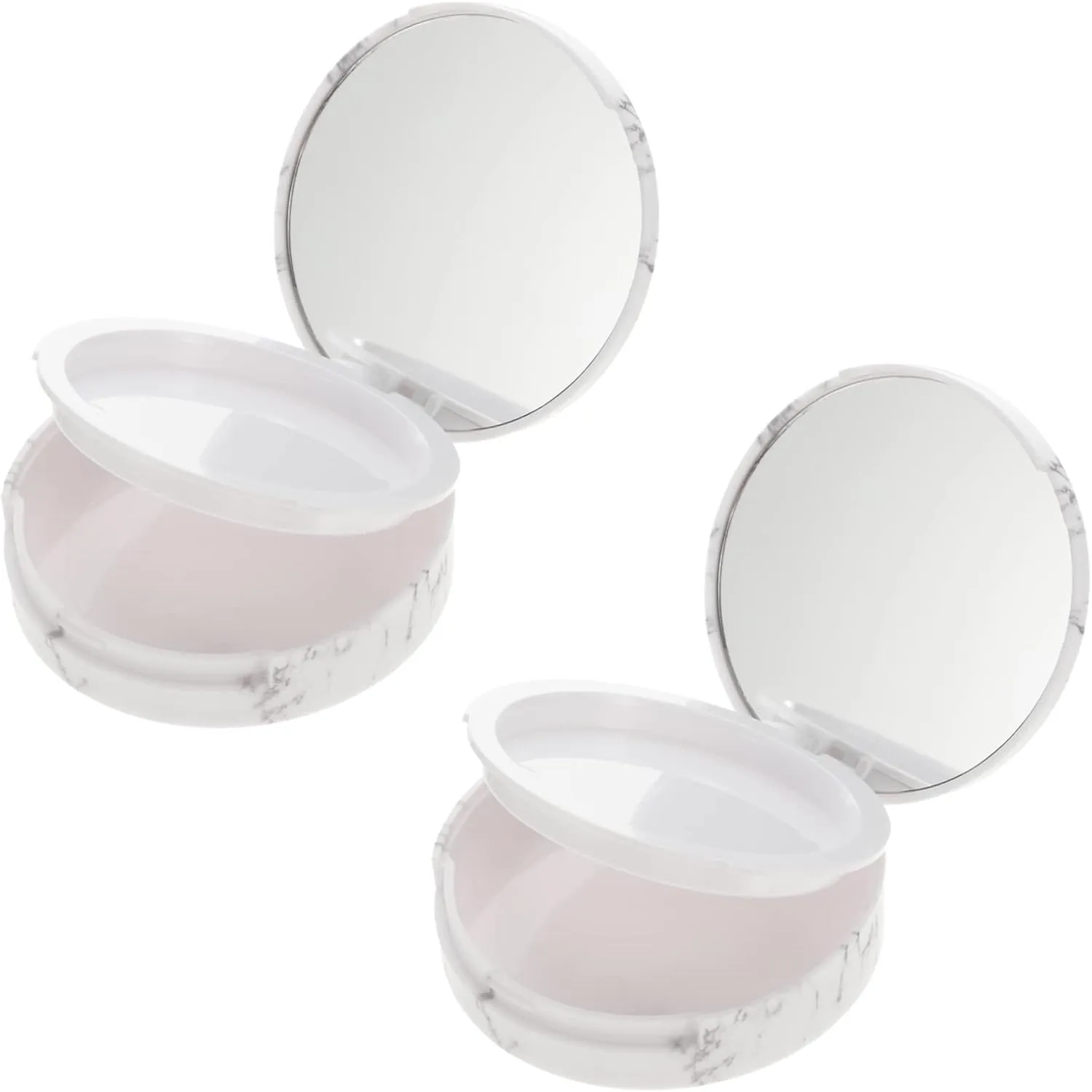 2pcs Marble Pattern Powder Cases Refillable Makeup Powder Boxes for Blush Eyeshadow Skin-friendly Organizers