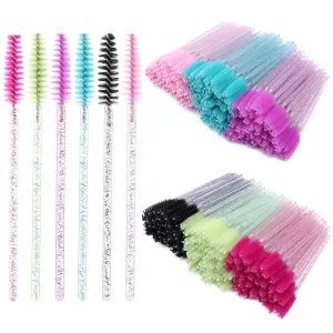 300 Disposable Mascara Wands Eyelash Brush Spoolies for Eye Lash Extension, Eyebrow and Makeup Crystal Tbestmax 1Multi-colored