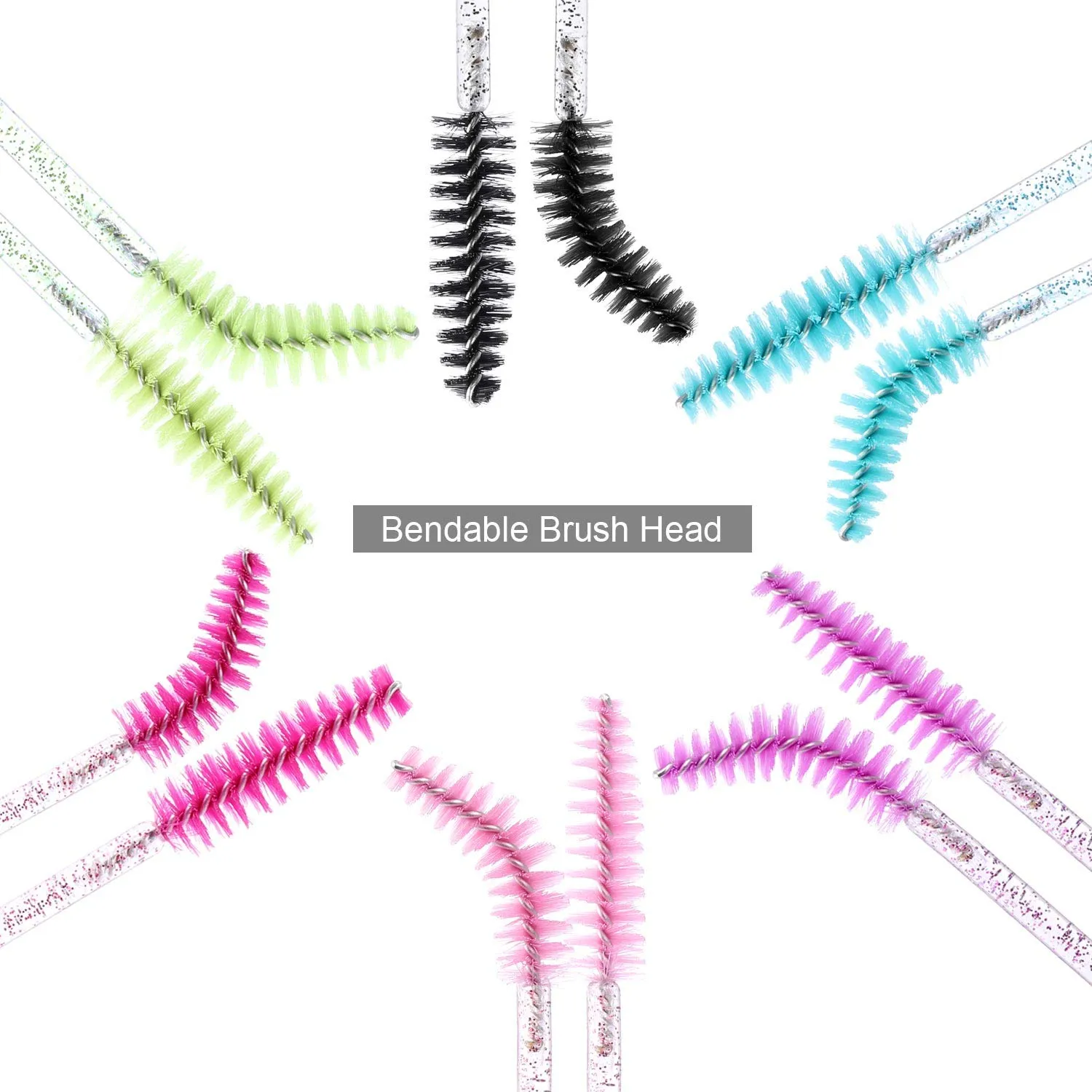 300 Disposable Mascara Wands Eyelash Brush Spoolies for Eye Lash Extension, Eyebrow and Makeup Crystal Tbestmax 1Multi-colored