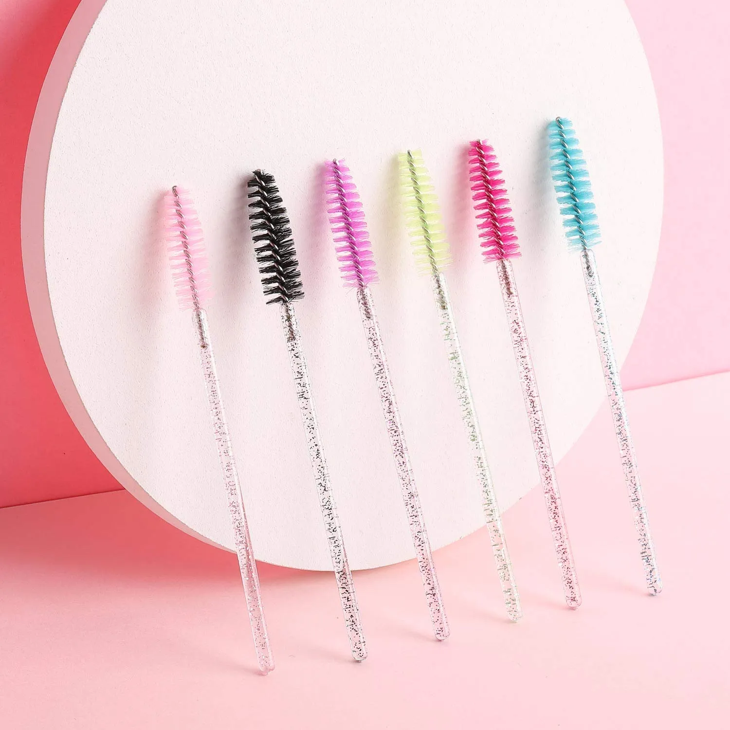 300 Disposable Mascara Wands Eyelash Brush Spoolies for Eye Lash Extension, Eyebrow and Makeup Crystal Tbestmax 1Multi-colored