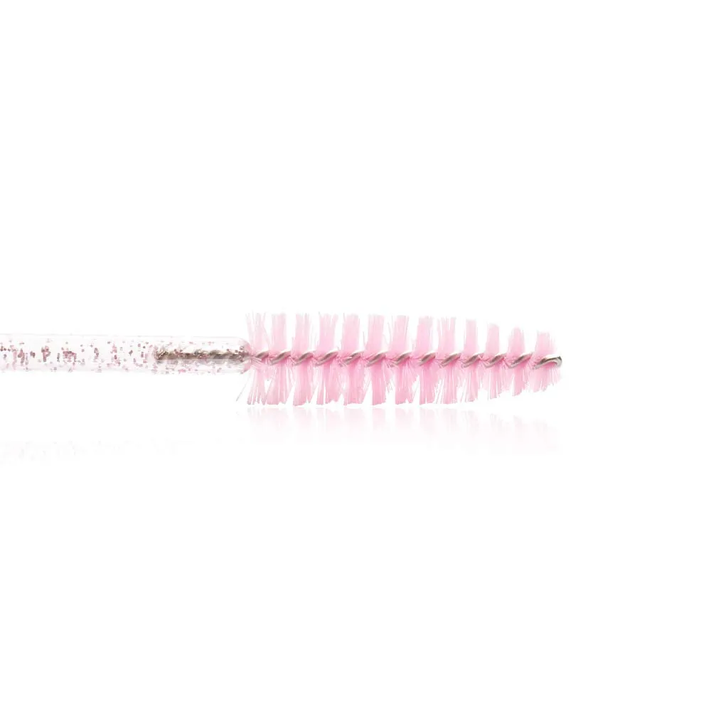 300 Pack Mascara Wands Disposable Bulk Eyelash Extension Tool Lash Brushes Makeup Applicator Kit, Crystal Light Pink Handle - Pink Brush Head Crystal Light Pink-Pink