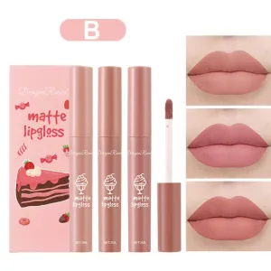 3pcs Lip Gloss Set Ice Cream Matte Velvet Waterproof Long-lasting Liquid Lipstick