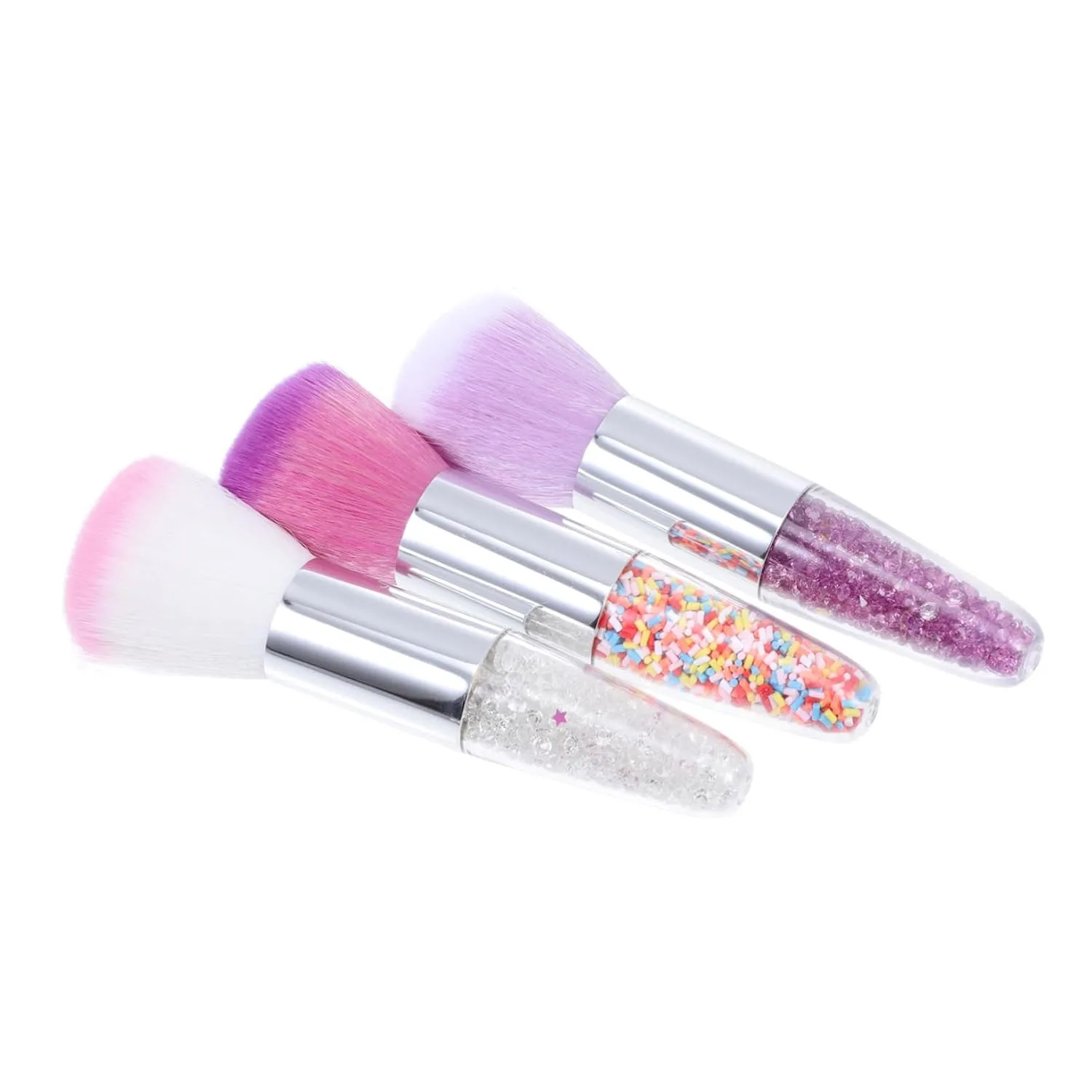 3Pcs Makeup Brush with Translucent Handles Versatile Powder and Blush Brushes for Women Soft Fibers for Even Application Portable Beauty Tools for Finish