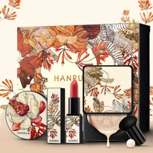 4 Pcs Makeup set Air Cushion BB Cream Loose Powder Mushroom Puff Matte Lipstick Whitening Concealer Oil Control Cosmetics TSLM1