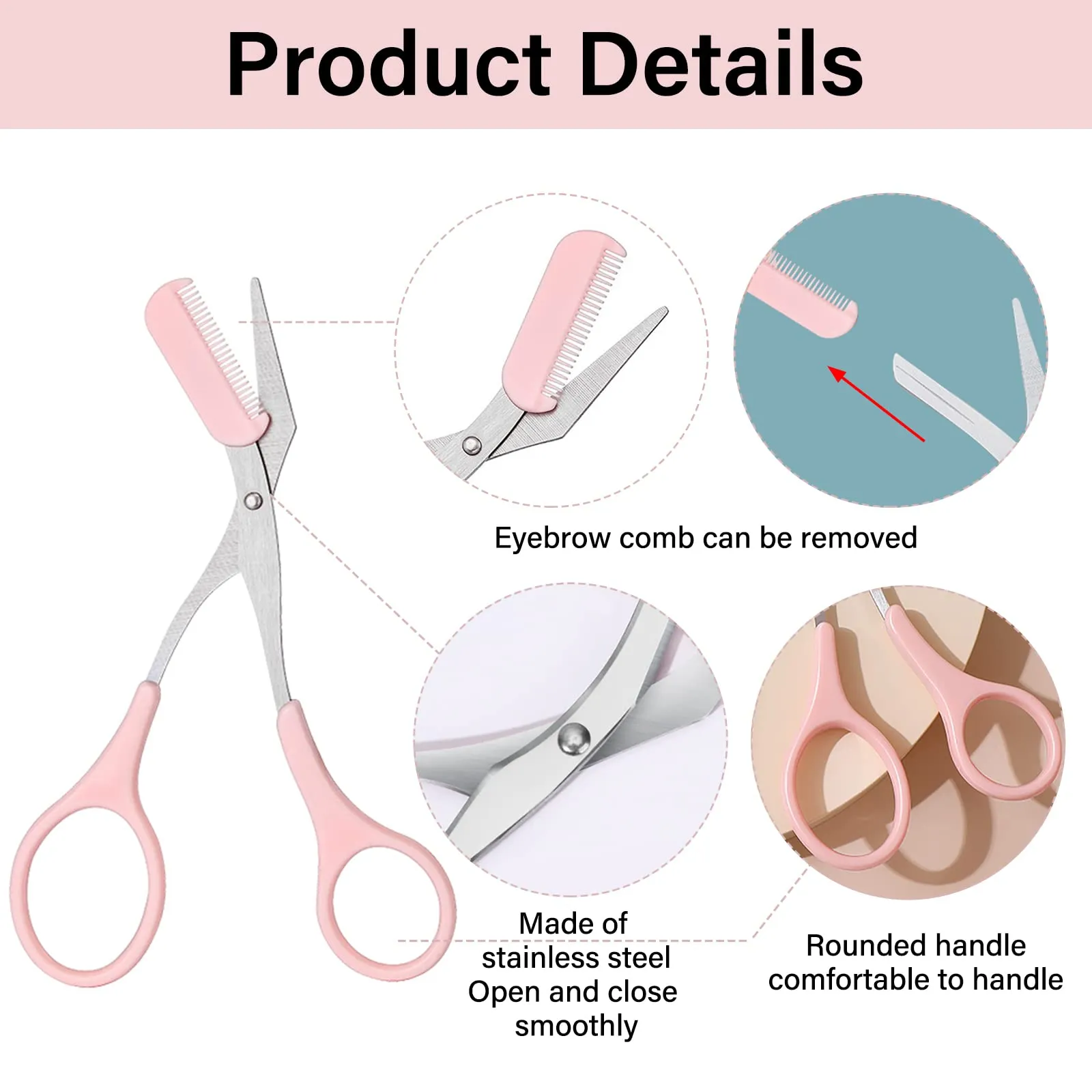 4 pieces beauty eyebrow scissors trimmer scissors with comb and eyebrow razor set, eyebrow scissors, eyebrow scissors with comb, precision eyebrow trimmer beauty tool for men women