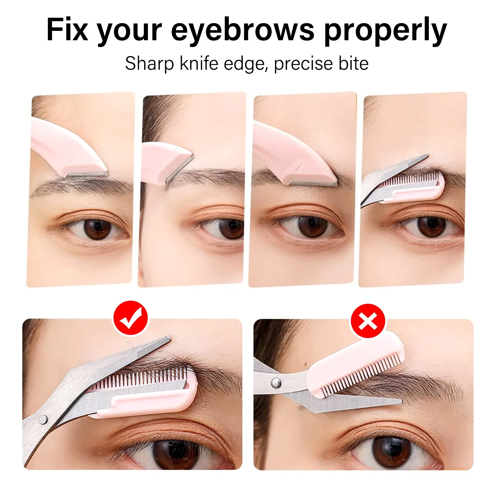 4 pieces beauty eyebrow scissors trimmer scissors with comb and eyebrow razor set, eyebrow scissors, eyebrow scissors with comb, precision eyebrow trimmer beauty tool for men women