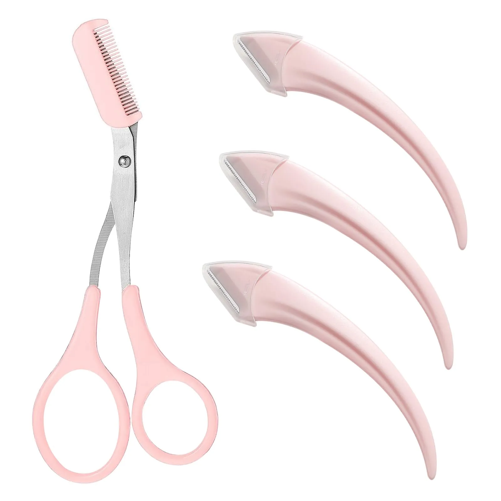 4 pieces beauty eyebrow scissors trimmer scissors with comb and eyebrow razor set, eyebrow scissors, eyebrow scissors with comb, precision eyebrow trimmer beauty tool for men women