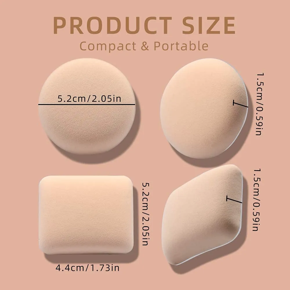 4Pcs Round & Square Foundation Sponge