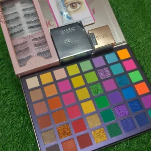 (5 in 1 combo) UCANBE 48 Exotic Eyeshadow Palette   Imagic Loose Powder   IMAGIC Eyelashes   Imagic Gel Eyeliner    Eyelash Glue